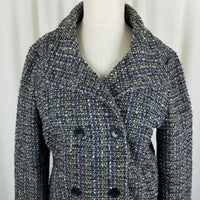 Gap Wool Cotton Double Breasted Cropped Mottled Tweed Peacoat Jacket Womens M