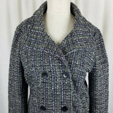 Gap Wool Cotton Double Breasted Cropped Mottled Tweed Peacoat Jacket Womens M