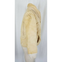 Dawn Imports Shawl Collar Corduroy Puffer Bomber Jacket Womens S Tan Zip Up Snap