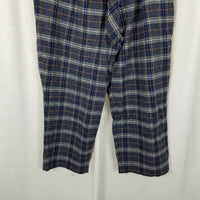 LL Bean Signature Plaid Wool Wide Legs Trousers Pants Womens 18 Belted Buckle