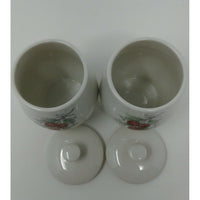 SYRACUSE Carefree True China Wayside Fruit 5" Sugar Bowls With Lids USA Set Of 2