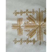 Embroidered Needlepoint Handmade Nordic Fair Isle Holiday Woven Linen Tablecloth
