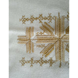Embroidered Needlepoint Handmade Nordic Fair Isle Holiday Woven Linen Tablecloth