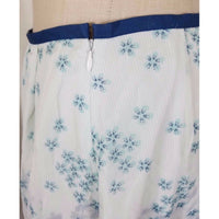 J.Jill Petites Blue Floral Silk Sheer Tulle Skirt Womens 8P Pleated Twirl Cotton