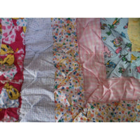Vintage 70s Handmade Quilted Double Sided Patchwork Baby Lap Quilt Blanket 38x44