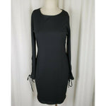 Vince Camuto Womens Black Ribbed Grommets Lace Up Sleeves Sheath Mini Dress XL
