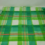 Vintage Seersucker Puckered Plisse Fabric Green Plaid Woven Cotton 5+ Yards