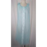 Vintage Mid Century Mod Sheer Lace Long Sleeveless Gown Atomic Blue Union USA