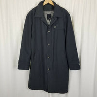 Utex Insulated Charcoal Gray Trench Coat Mens 40 Wool Zip Out Removable Liner