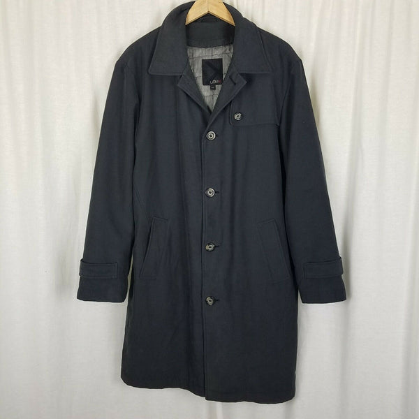 Utex Insulated Charcoal Gray Trench Coat Mens 40 Wool Zip Out Removable Liner