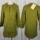 Paula Hian Luxe Raw Edge Metallic Trim Woven Long Blazer Jacket Coat Womens XS