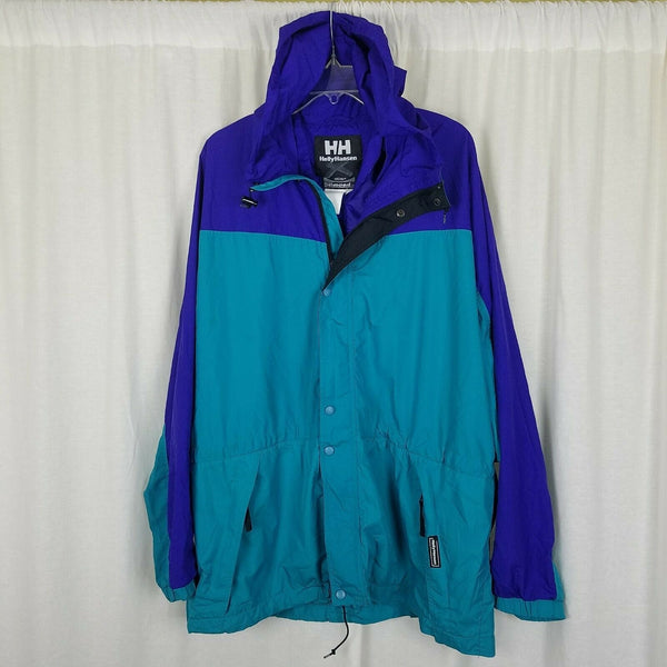 Vintage Helly Hansen Silmond Packable Jacket Rain Coat Windbreaker Green Mens XL