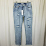 Dance & Marvel Distressed Raw Edge Fringe Blue Jeans Womens M Denim Destroyed