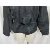 Vintage Hide Park Belted Black Leather Motorcycle Jacket Womens S M Fitted Zip