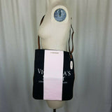 Victoria's Secret Black Pink Racing Stripe Bag Open Top Crossbody Weekender Tote