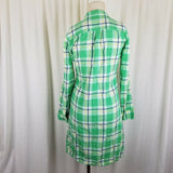 LL Bean Signature Plaid Button Up Shirt Dress Conversion Sleeve Summer Womens 2