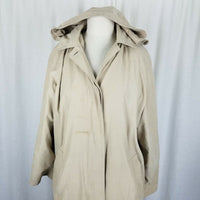 London Fog Petites Hooded Insulated Long Trench Coat Womens MP Zip Out Liner Tan