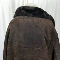 Jones New York Leather Faux Shearling Sherpa Berber Deep Pile Fur Peacoat M
