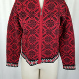 LL Bean Merino Wool Nordic Fair Isle Zip Up Cardigan Sweater Jacket Womens XS