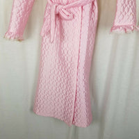 Vintage 1970s Bees & Jam Bubblegum Pink Lace Quilted Tie Sash Bath Robe Girls 8