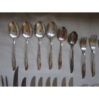 International Supreme Silverplate Silverware Flatware Random Rose 21 Pieces 1960