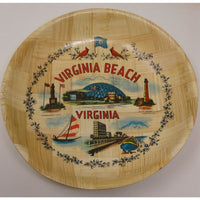 Vintage Virginia Beach Bamboo Bowls Souvenir Lighthouse Sailboat Flag Convention