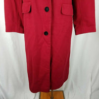 Vintage Forecaster of Boston Red Wool Velvet Long Maxi Peacoat Coat Womens 10