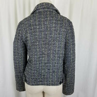Gap Wool Cotton Double Breasted Cropped Mottled Tweed Peacoat Jacket Womens M