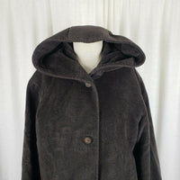 Jones New York Hooded Wool Midi Peacoat Coat Womens 6 Chocolate Brown G-III Long