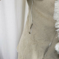 Mystree Vegan Faux Suede Sherpa Lined Drape Ruffled Swing Jacket Coat Womens S