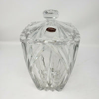 Gorham Lead Crystal Cut Glass Square Lidded Heavyweight Biscuit Cookie Jar Clear