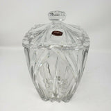 Gorham Lead Crystal Cut Glass Square Lidded Heavyweight Biscuit Cookie Jar Clear