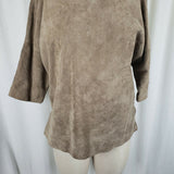 Vintage Marlynn Traditions Ltd Brown Leather Tunic Shirt Top Womens 6 3/4 Sleeve