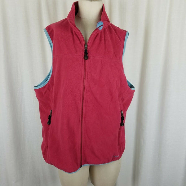 Vintage LL Bean Polartec Fleece Vest Contrast Watermelon Womens 1X Plus Zip Up