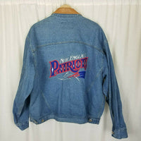 New England Patriots NFL Blue Jean Denim Trucker Jacket Mens XL Leather Proelite