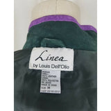 Vintage Linea Louis Dell'Olio Green Suede Leather Floral Vines Jacket Womens M