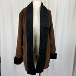 Maralyce Ferree Vegan Faux Persian Fur Fleece Shawl Collar Swing Coat Womens S