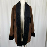 Maralyce Ferree Vegan Faux Persian Fur Fleece Shawl Collar Swing Coat Womens S