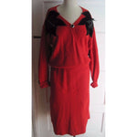 Mr. Mort Knit Wrap Blouson Sweater Dress Leaf Applique Womens M Silk Angora Vtg