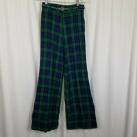 Vintage Montgomery Wards Vegan Wool Plaid Slacks Pants Womens 11 12 Bell Bottoms