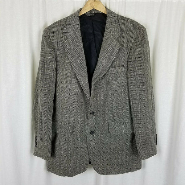 Vintage John Roberts Herringbone Wool Tweed Blazer Sport Coat Jacket Mens 40R