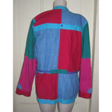 Colorblock Patchwork Quilted Wrap Open Front Belted Jacket Womens M Boho Hippie