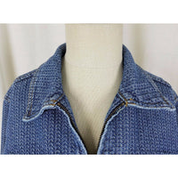 Billy Jeans Herringbone Denim Blue Jean Jacket Womens M Zip Up Indian Chief Logo