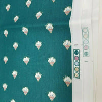 P.S. Designs Fabric Fan Print Turquoise or Teal Blue Pink White Material 3 Yards
