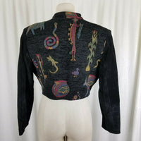 Native Components Leather Woven Bolero Jacket Southwestern Tapestry Womens M