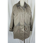 Ms. Cambridge Metallic All Weather Trench Coat Womens M Cinch Waist Cape Top Tan