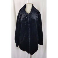 Alpine Studio Reversible Vegan Black Faux Fur Leather Car Coat Jacket Womens L