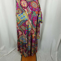 The Pyramid Collection Faux Wrap Psychedelic Jersey Knit Maxi Dress Womens XL