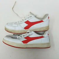 Diadora Mi Basket Low Leather White & Red Athletic Shoes Sneakers Mens 5 Italian