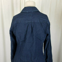 A New Day Chambray Denim Blue Jean Tunic Shirt Dress Womens XS Cotton Dark Wash